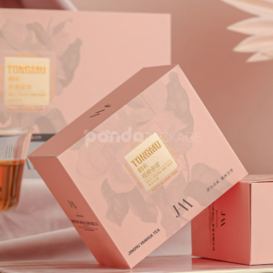 luxury petal pink rigid flip lid gift box with foil stamping