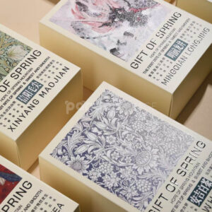 floral printed paperboard gift box with lift-off lid