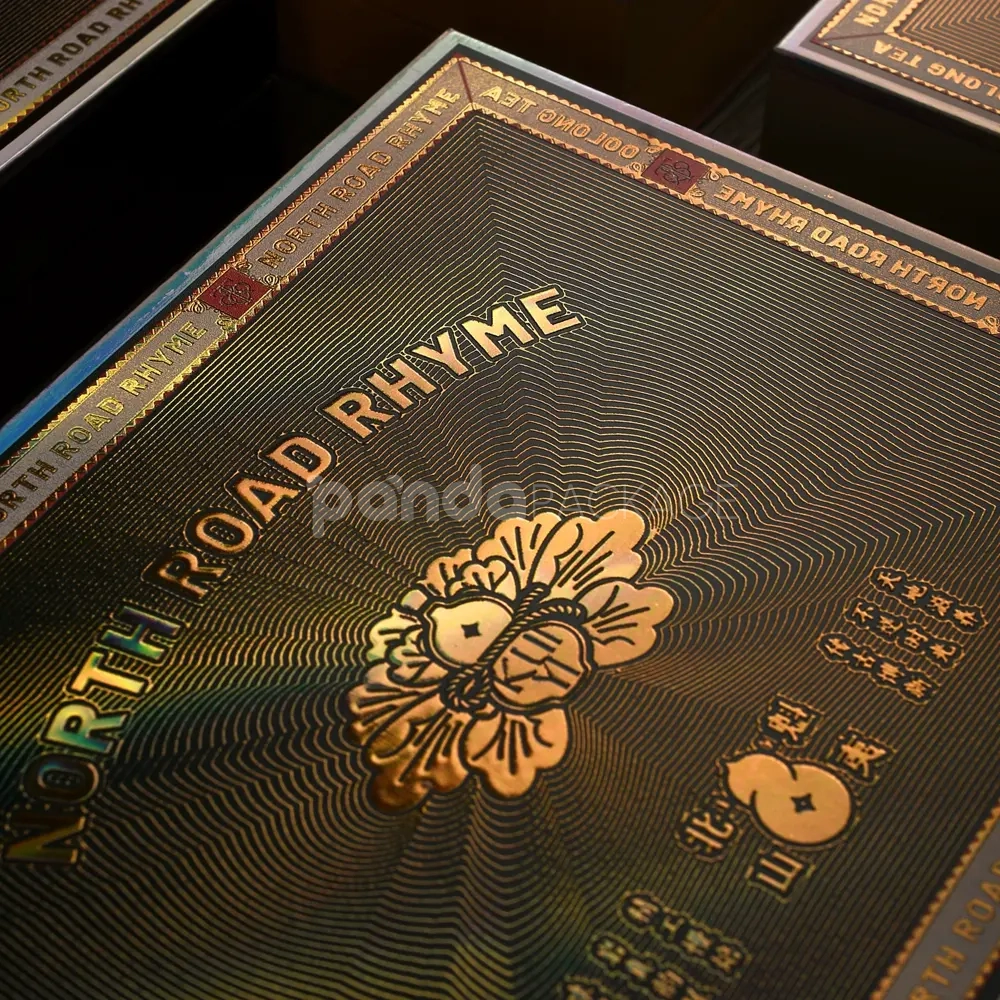 gold foil stamped luxury rigid packaging box with embossed design