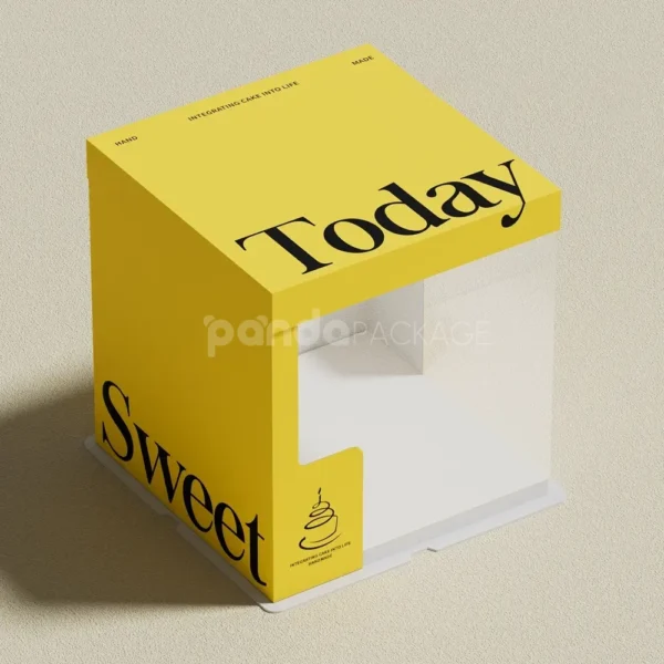 Vibrant Yellow Cake Paperboard Box with Window