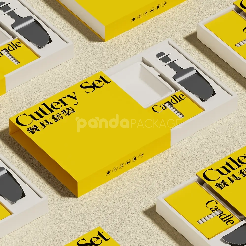yellow paperboard cake box with window and food-safe inserts
