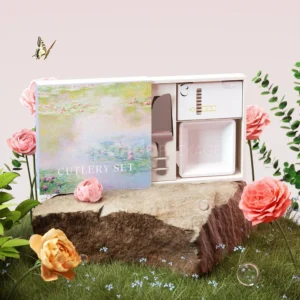 art-inspired paperboard cake box with impressionist printed design