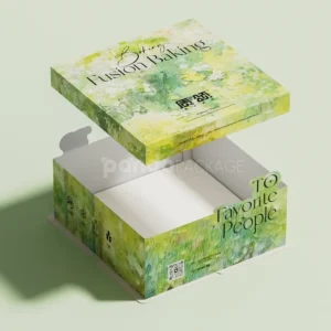eco-friendly green paperboard cake boxes with handle or lid design