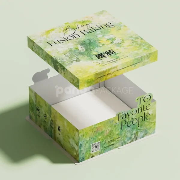 Green Paperboard Cake Boxes with Handle or Lid Design