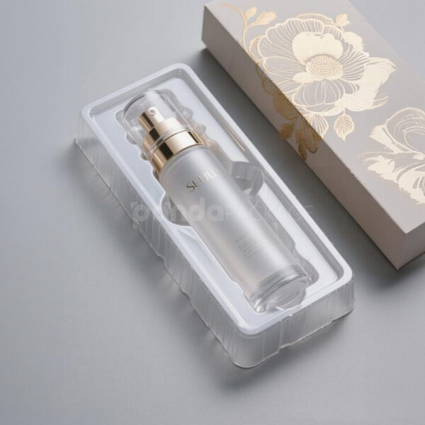 Clear Plastic Tray Insert for Cosmetic Bottle Packaging Display