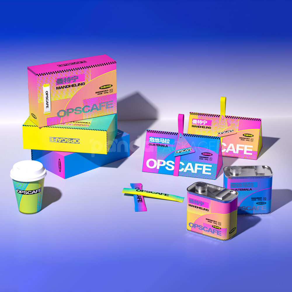 paperboard triangle box for retail display with bright printed design