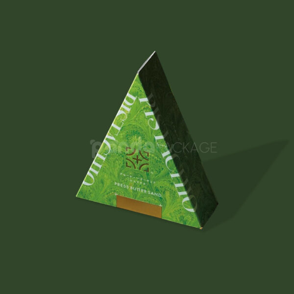 Green Triangle Paperboard Box with Elegant Foil Detail