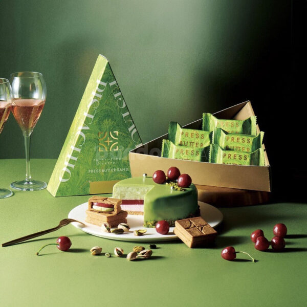 Green Triangle Paperboard Box with Elegant Foil Detail