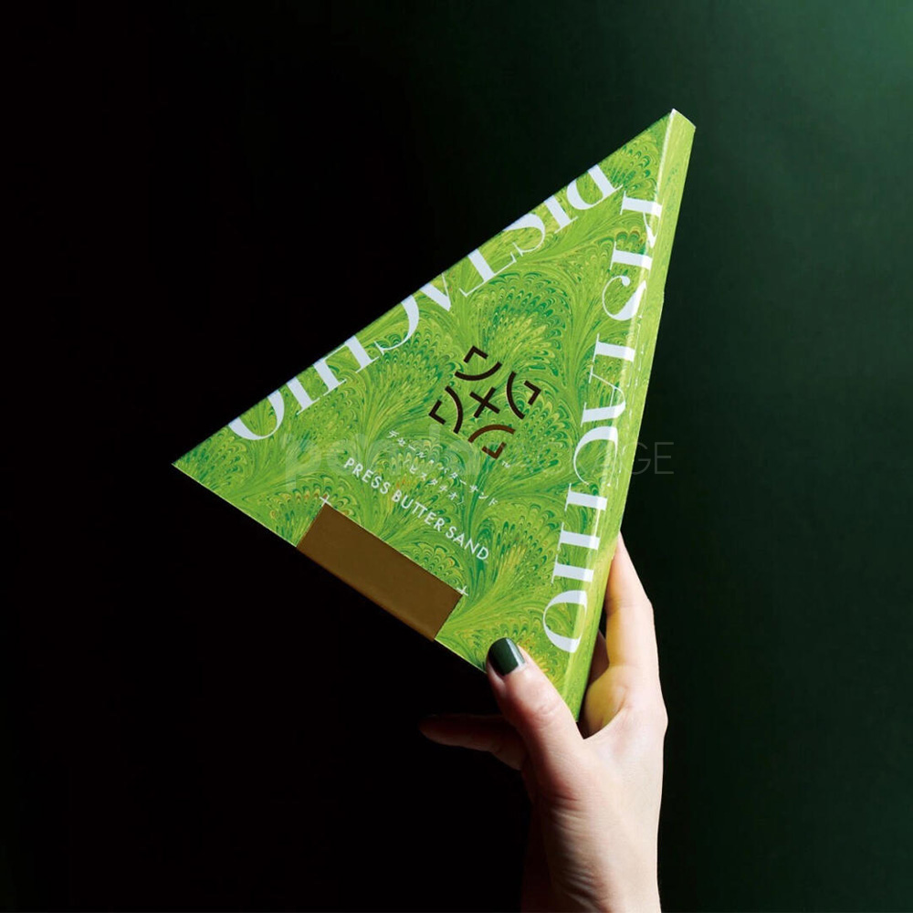 green triangle paperboard box with foil stamping design
