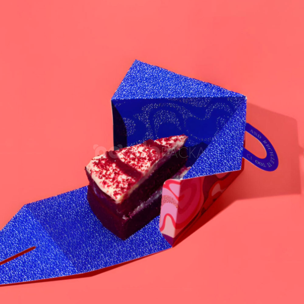 triangle paperboard box with colorful design and handle