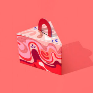 triangle paperboard box with colorful design and handle