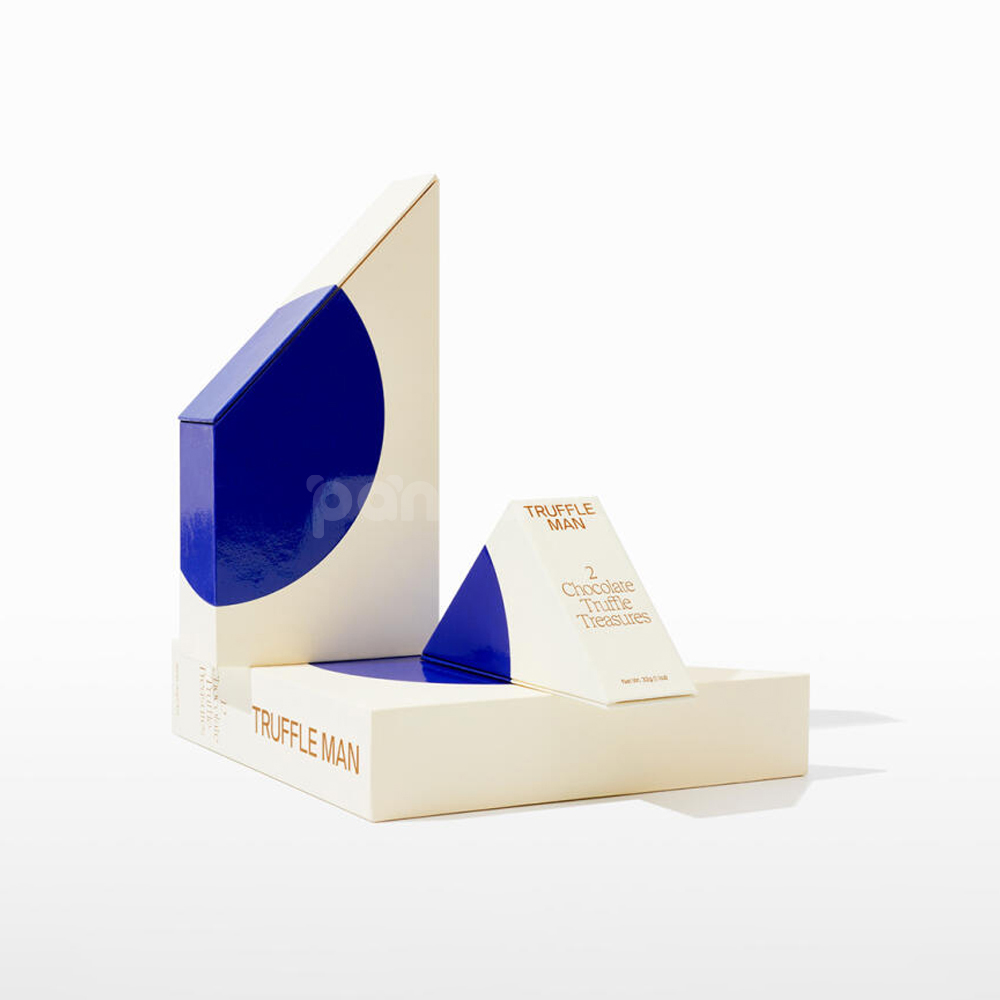 rigid triangle paperboard packaging box with slice-shaped design