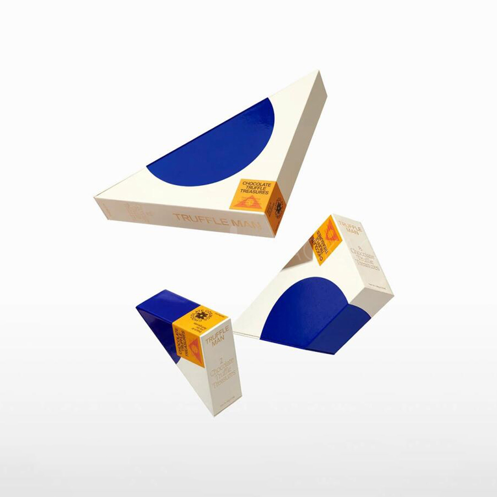 rigid triangle paperboard packaging box with slice-shaped design