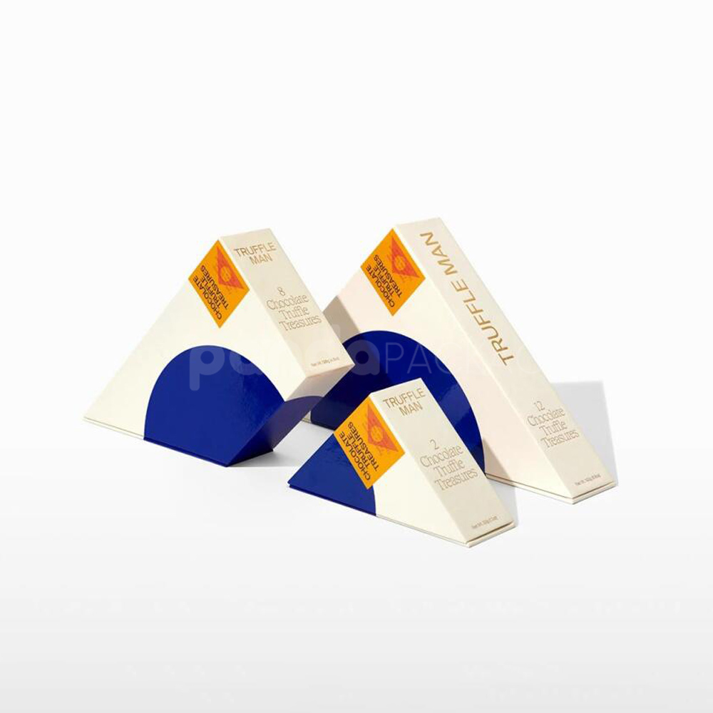 rigid triangle paperboard packaging box with slice-shaped design