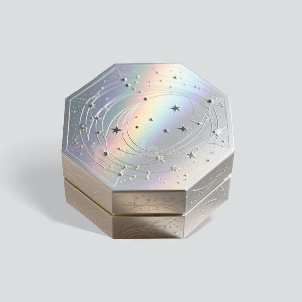 Luxury Holographic Octagon Gift Box with Star Embossed Design
