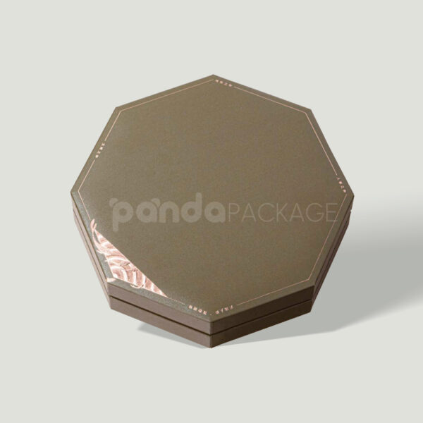 Elegant Octagon Gift Box with Metallic Edge and Floral Detail
