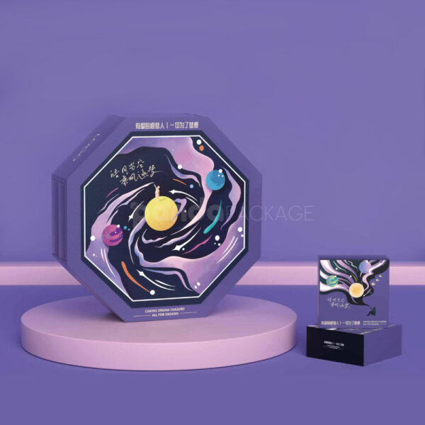 Custom Octagon Gift Box with Cosmic Dreamy Illustration Design