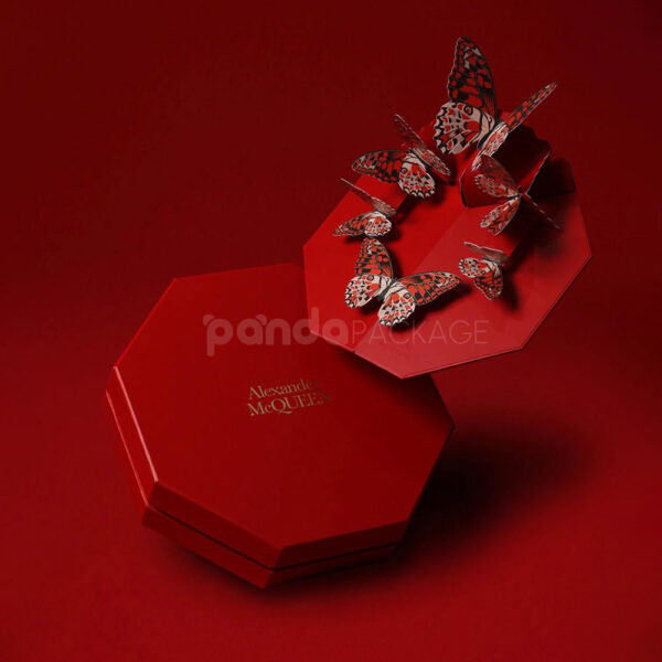 Luxury Red Octagon Box with 3D Butterfly Pop-Up Design