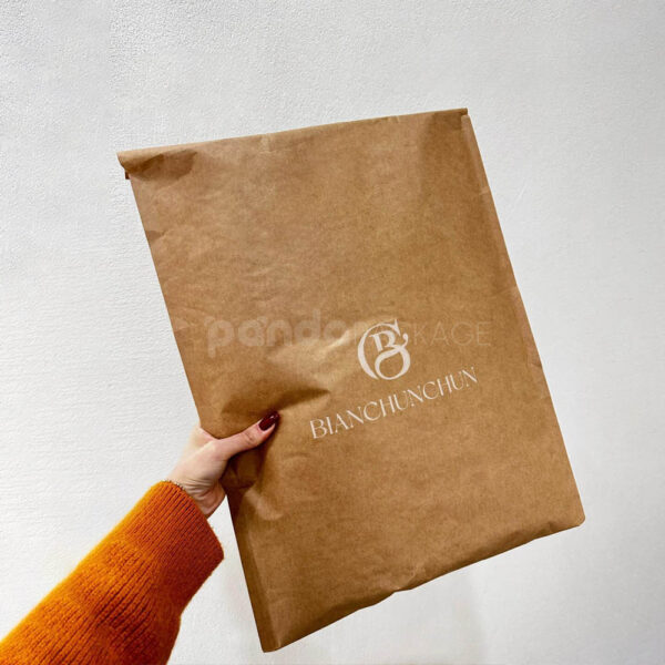 Eco-Friendly Kraft Paper Mailer Bag with Custom White Logo