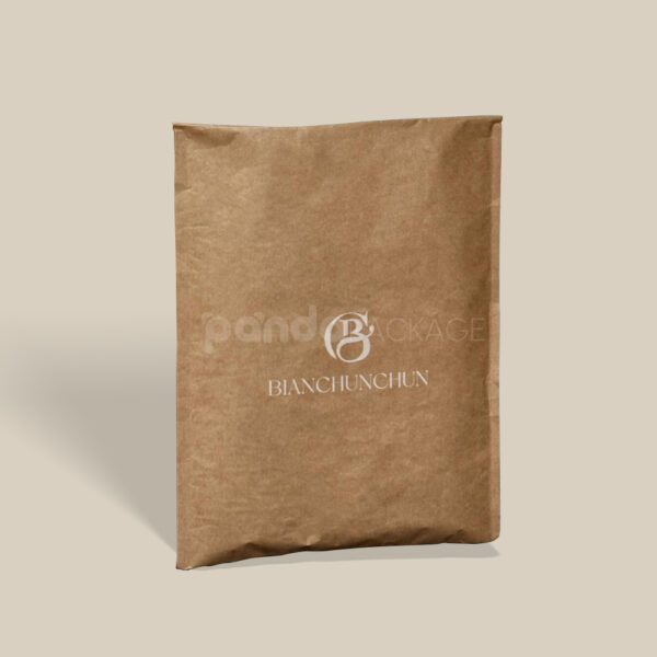 Eco-Friendly Kraft Paper Mailer Bag with Custom White Logo
