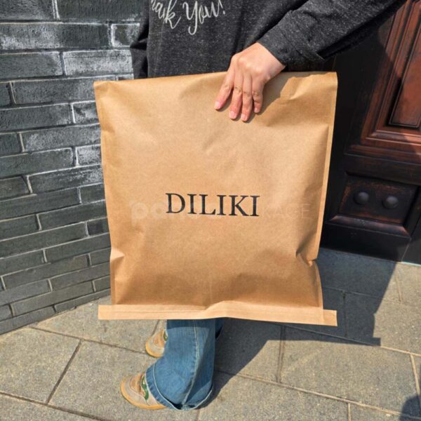 Custom Kraft Paper Shipping Mailer Bags with Black Logo Print