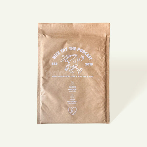 Eco-Friendly Kraft Paper Mailer Bag with Custom White Print