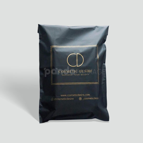 Custom Black Poly Mailer Bags with Gold Logo Printing