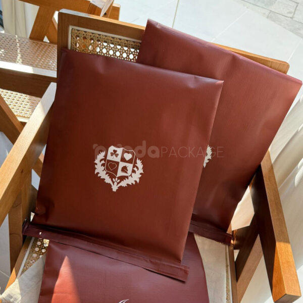 Elegant Brown Poly Mailer Bags with Custom Crest Logo
