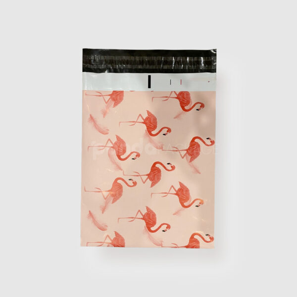 Cute Pink Poly Mailer Bags with Flamingo Feather Pattern