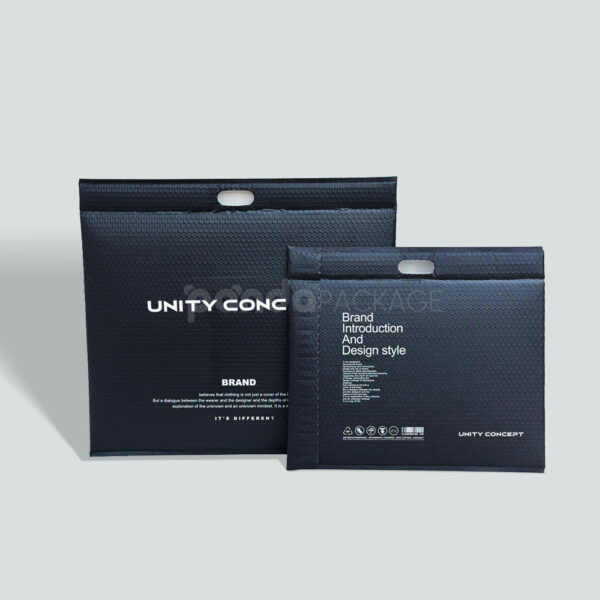 Matte Black Bubble Mailers with Handle for Fashion Shipping