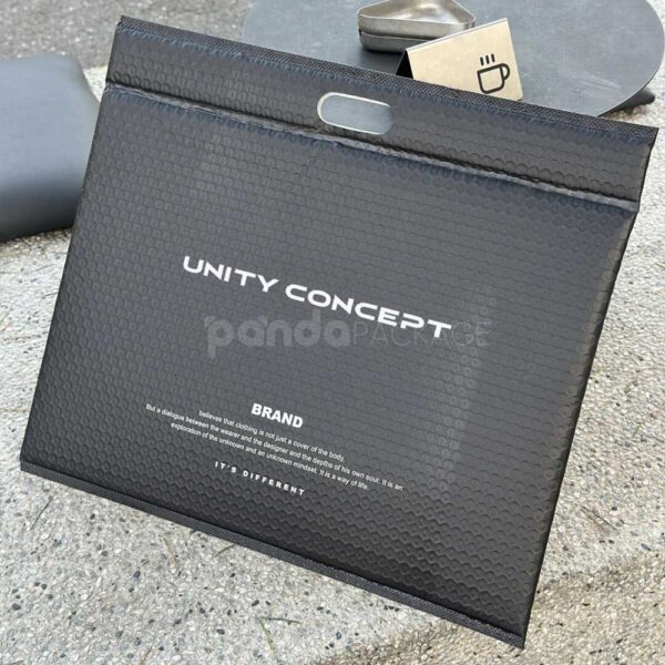 Matte Black Bubble Mailers with Handle for Fashion Shipping