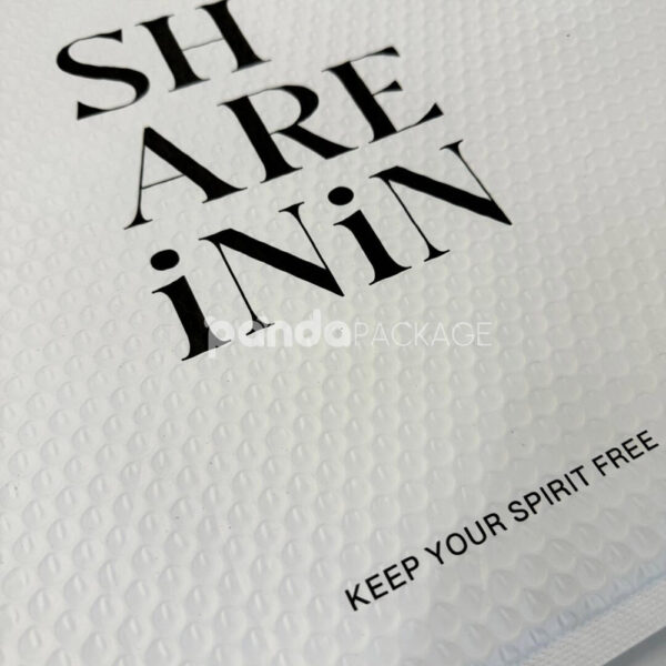 Custom White Bubble Mailer with Handle and Bold Typography
