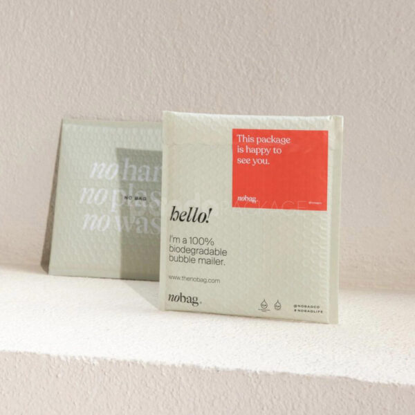 Biodegradable Bubble Mailer with Friendly Messaging and Custom Print