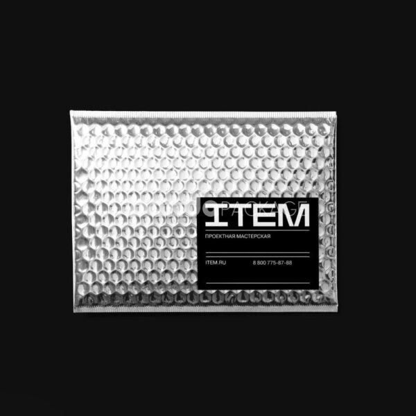 Metallic Silver Bubble Mailer with Custom Black Logo Label