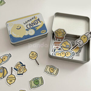 cartoon printed tin box with assorted stickers packaging