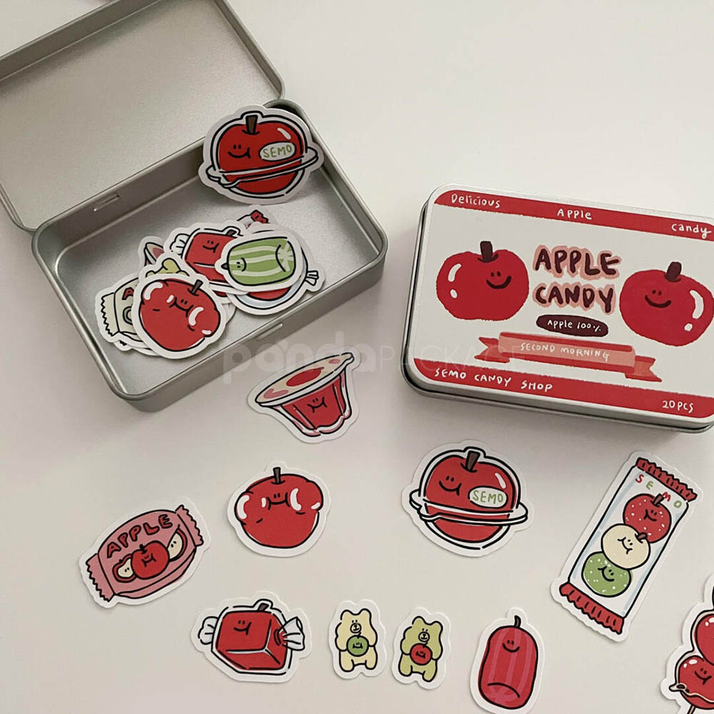 cartoon printed tin box with assorted stickers packaging