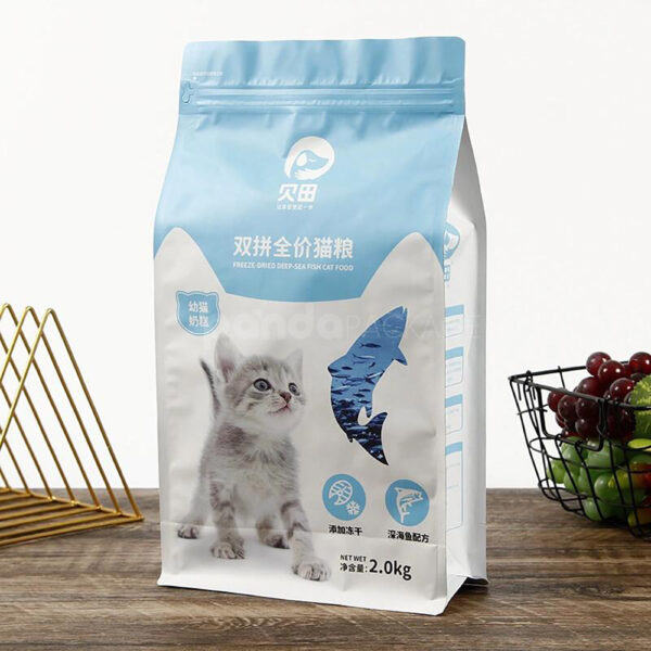 Flat Bottom Cat Food Bag with Zipper and Custom Print