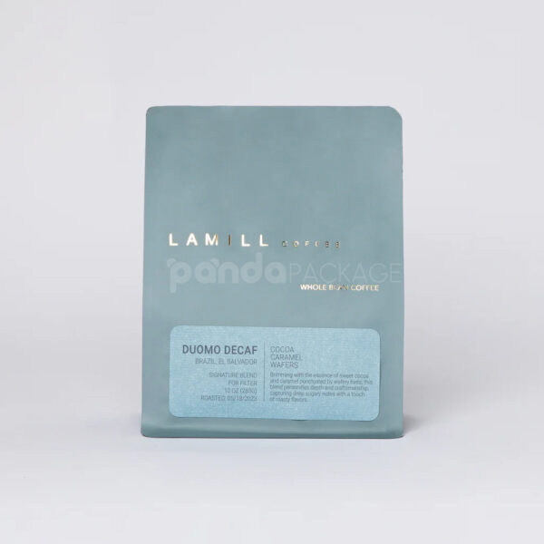 Matte Flat Bottom Coffee Bag with Label and Foil Logo