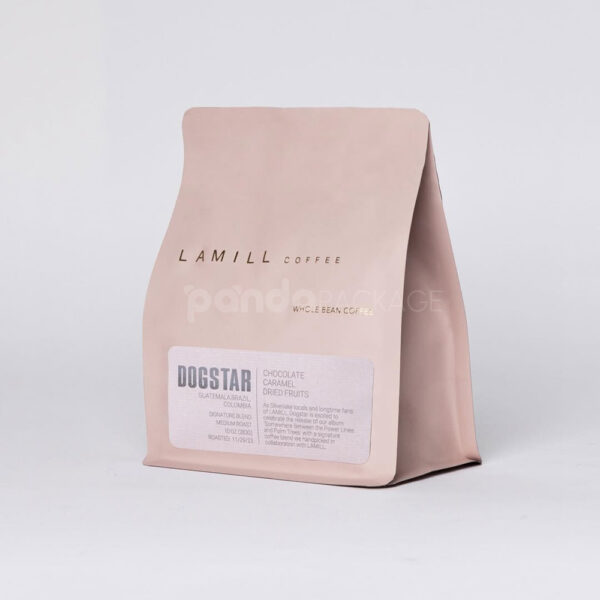 Matte Flat Bottom Coffee Bag with Label and Foil Logo