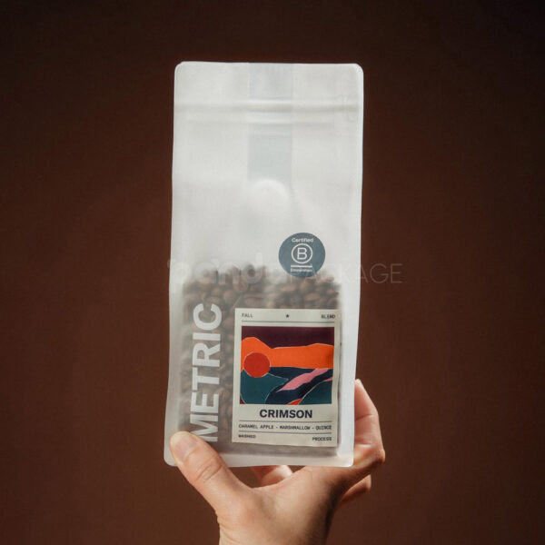 Frosted Flat Bottom Coffee Bag with Front Custom Label