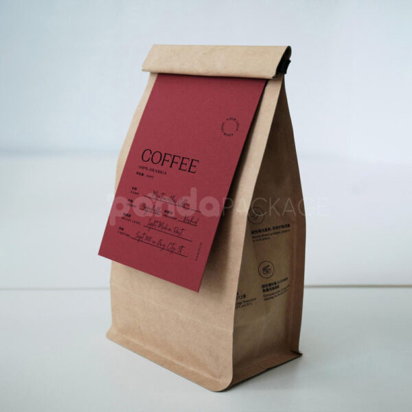 Custom Kraft Tin-Tie Bag with Coffee Label Tag Design