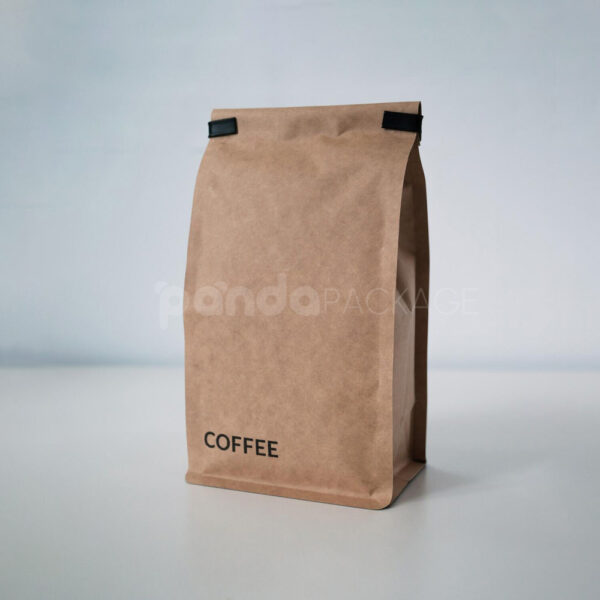 Custom Kraft Tin-Tie Bag with Coffee Label Tag Design