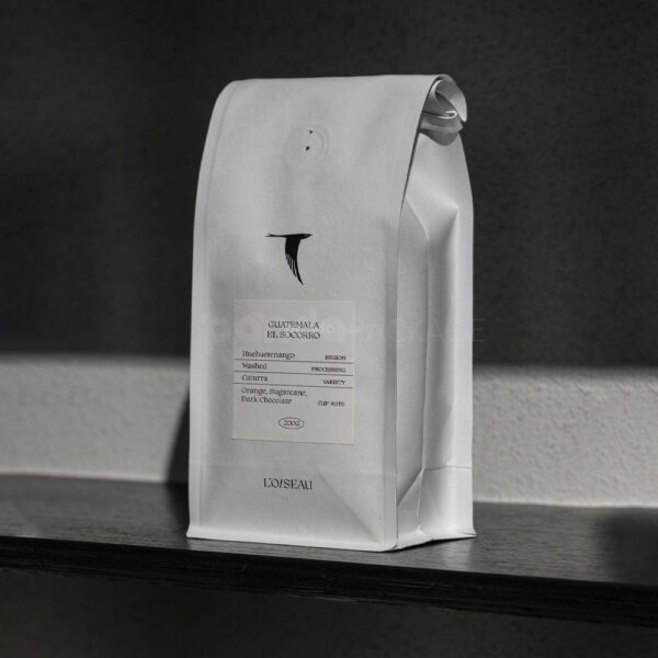 Elegant Tin-Tie Coffee Bag with Monochrome Minimalist Design