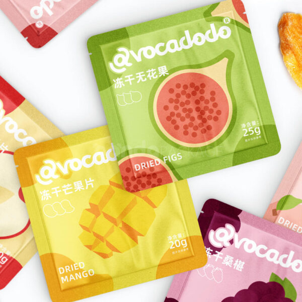 Colorful Flat Pouch Packaging for Dried Apple Snack Foods