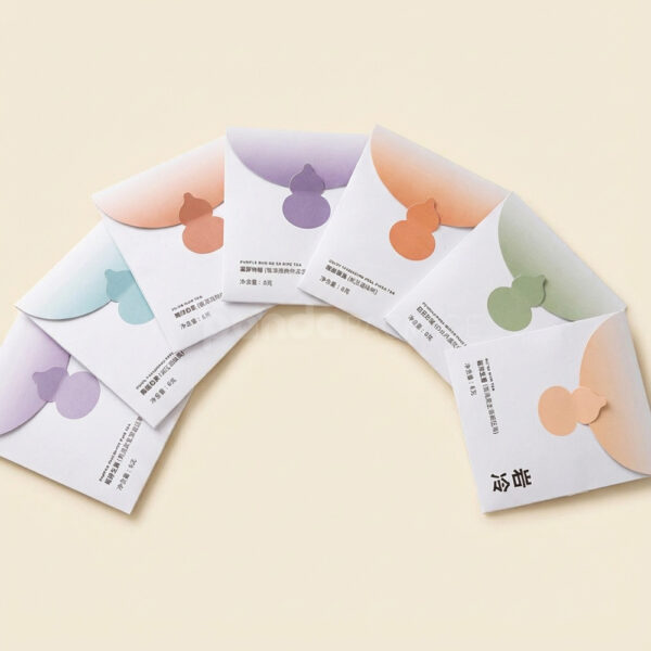 Minimalist Flat Pouch Tea Packaging with Gradient Color Design