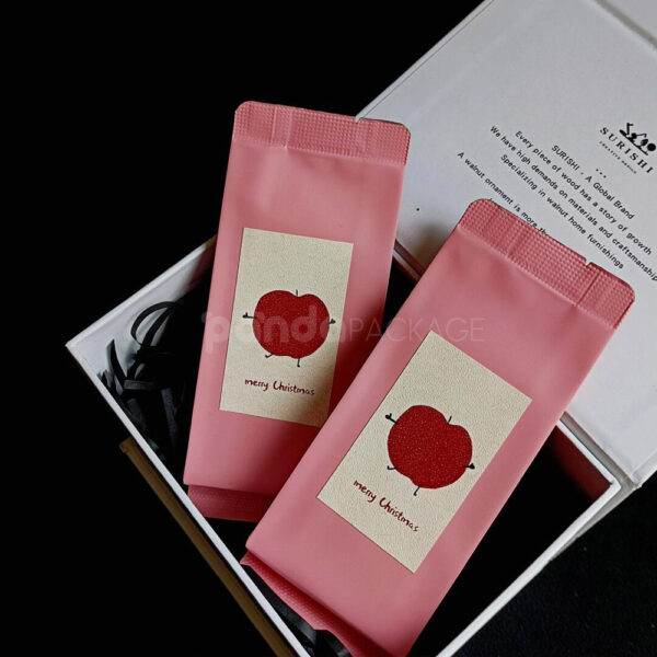 Pink Gusset Bag with Custom Christmas Gift Label Design