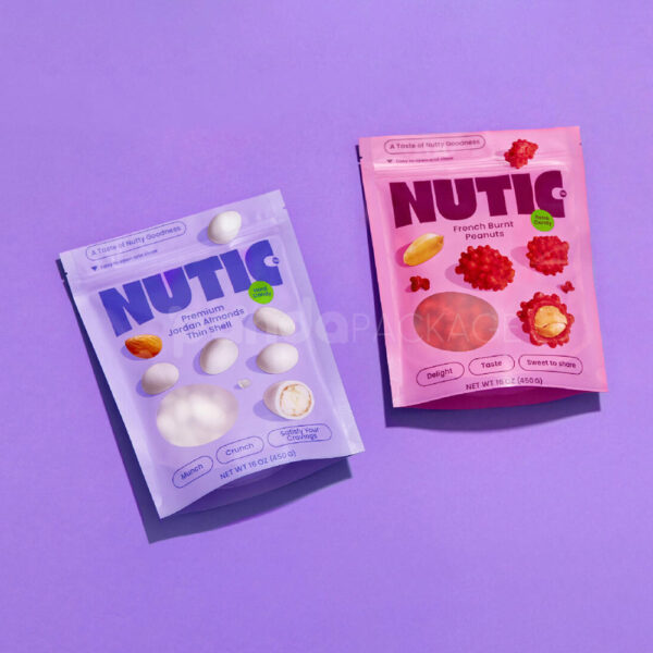 Stand Up Zipper Pouch for Flavored Nut Snacks