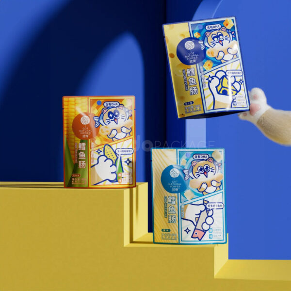 Stand Up Pouch for Cat Fish Sausage Treat Packaging