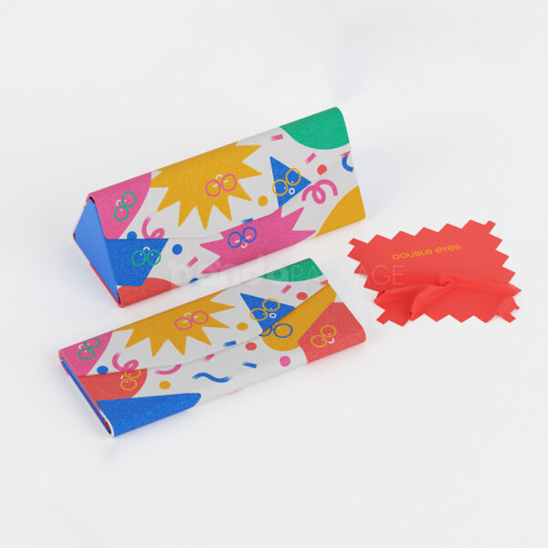 Colorful Foldable Eyewear Case with Cleaning Cloth for Glasses
