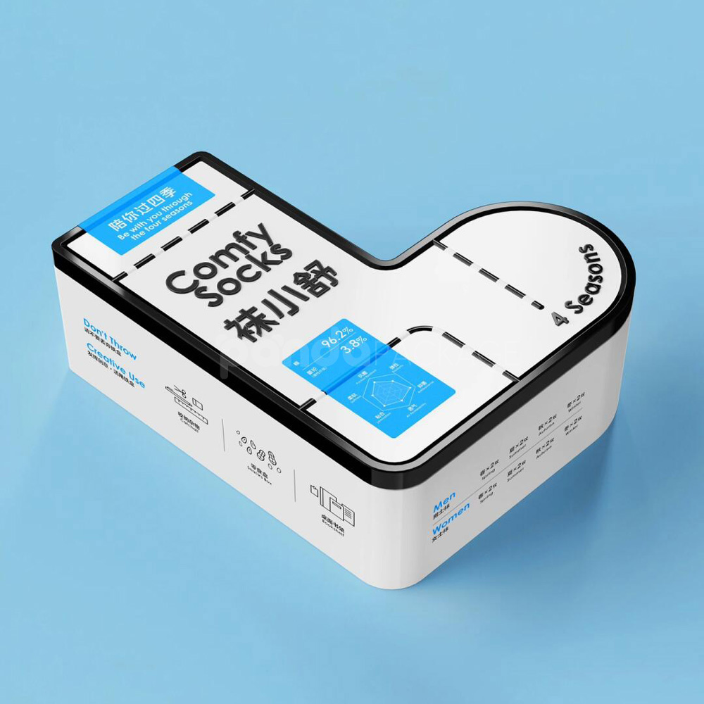 eco-friendly sock shaped paperboard packaging box with lid